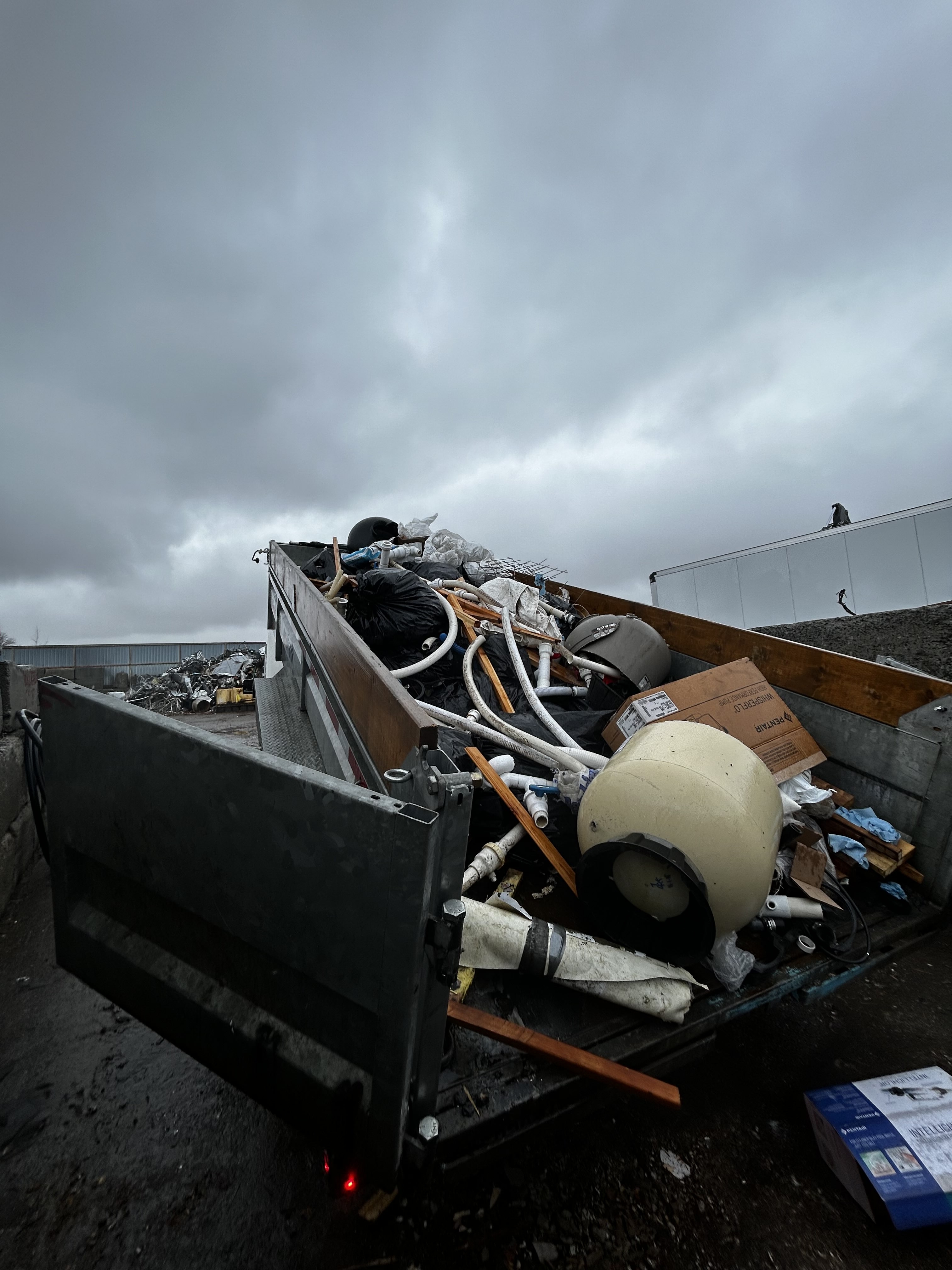 Trailer full of debris